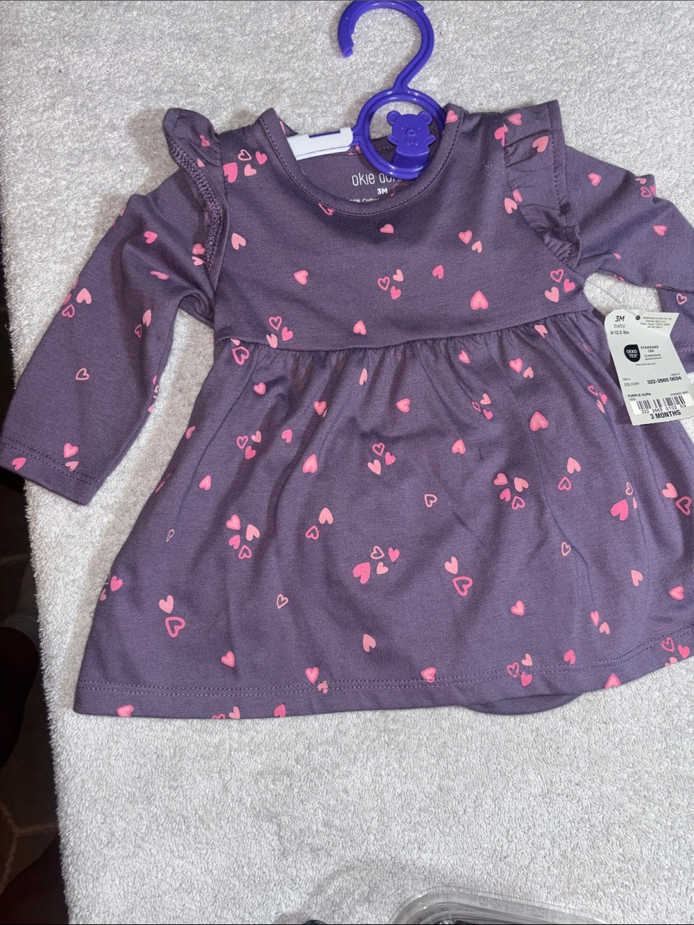 okie dokie Purple Long-Sleeve Heart Print Dress
